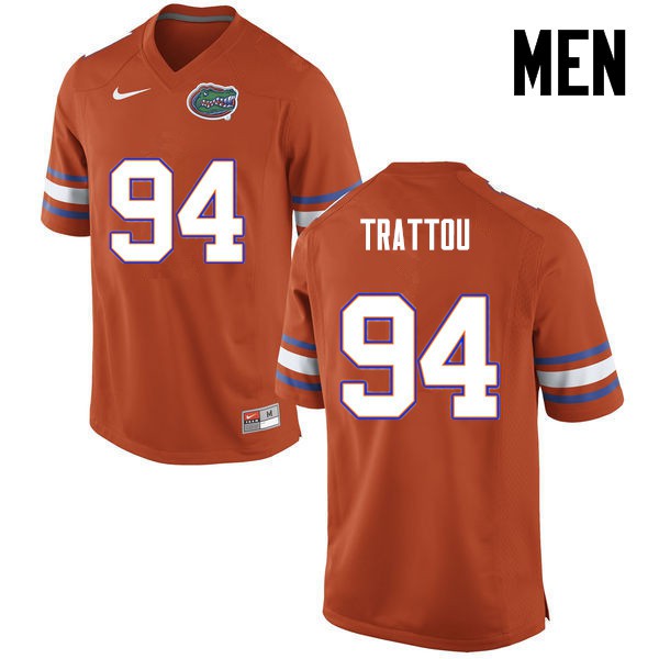Florida Gators Men #94 Justin Trattou College Football Orange